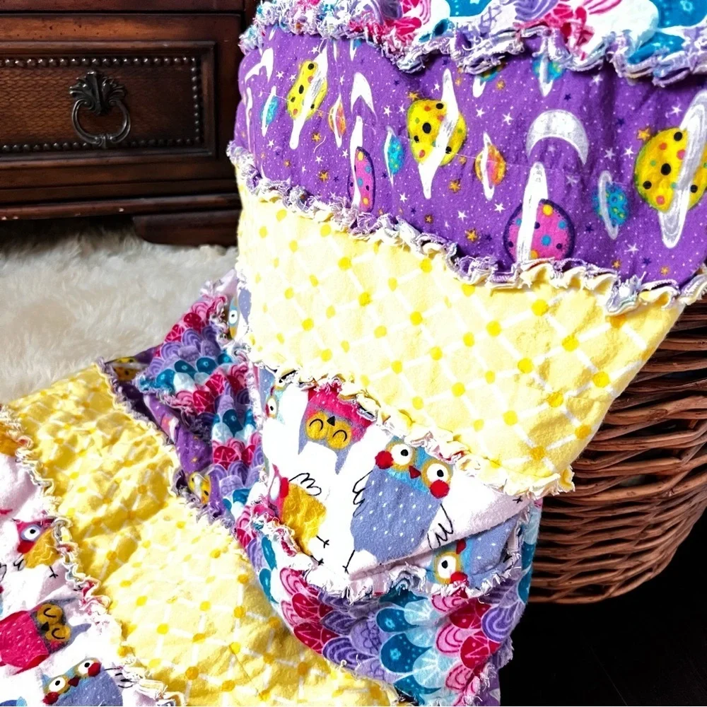 62”x66”Homemade Kids Rag Quilt.